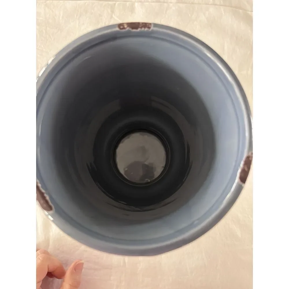 Blue Glazed With Brown Distressed Marks, Ceramic 7